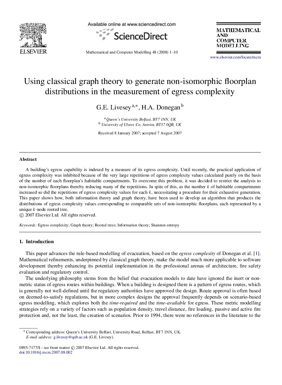 Using classical graph theory to generate non-isomorphic floorplan distributions in the measurement of egress complexity