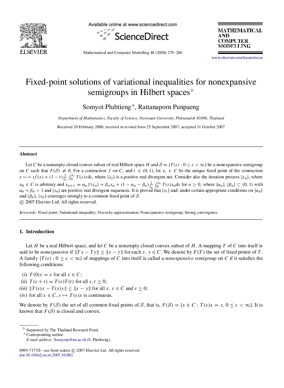 Fixed-point solutions of variational inequalities for nonexpansive semigroups in Hilbert spaces 