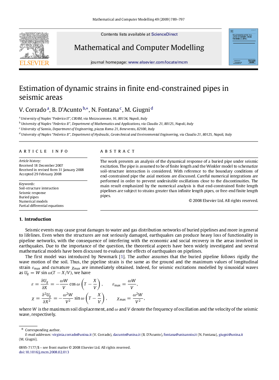 Estimation of dynamic strains in finite end-constrained pipes in seismic areas