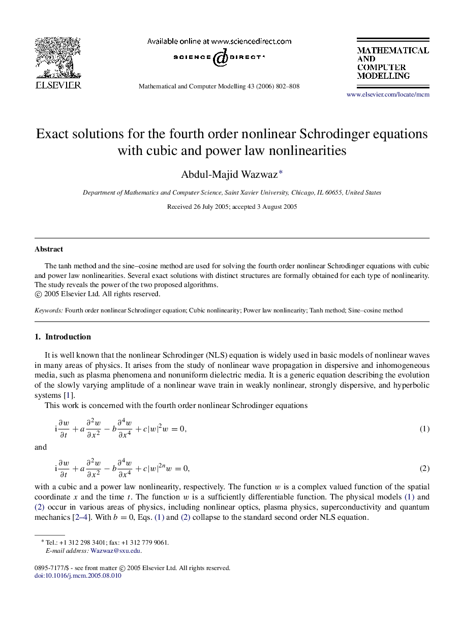 Exact solutions for the fourth order nonlinear Schrodinger equations with cubic and power law nonlinearities