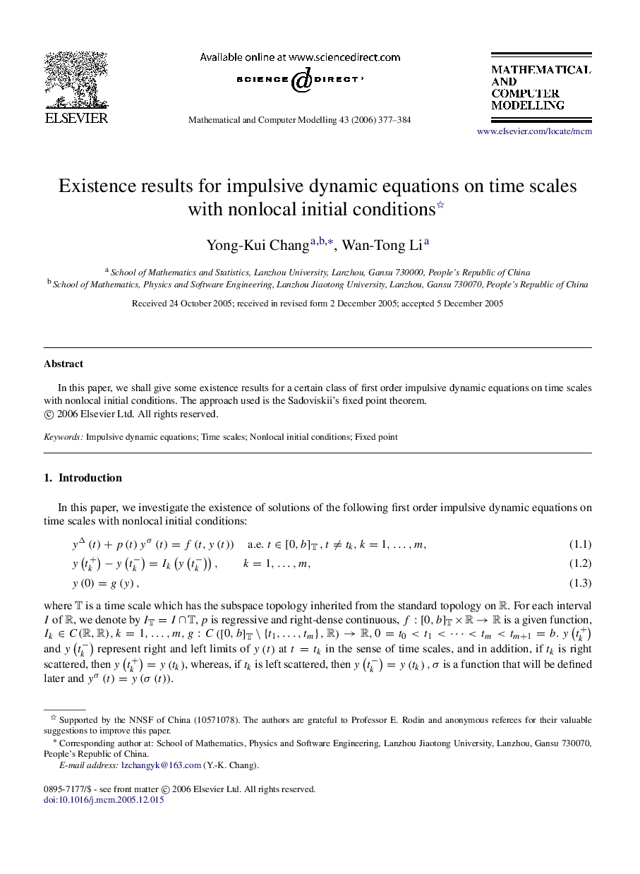 Existence results for impulsive dynamic equations on time scales with nonlocal initial conditions 