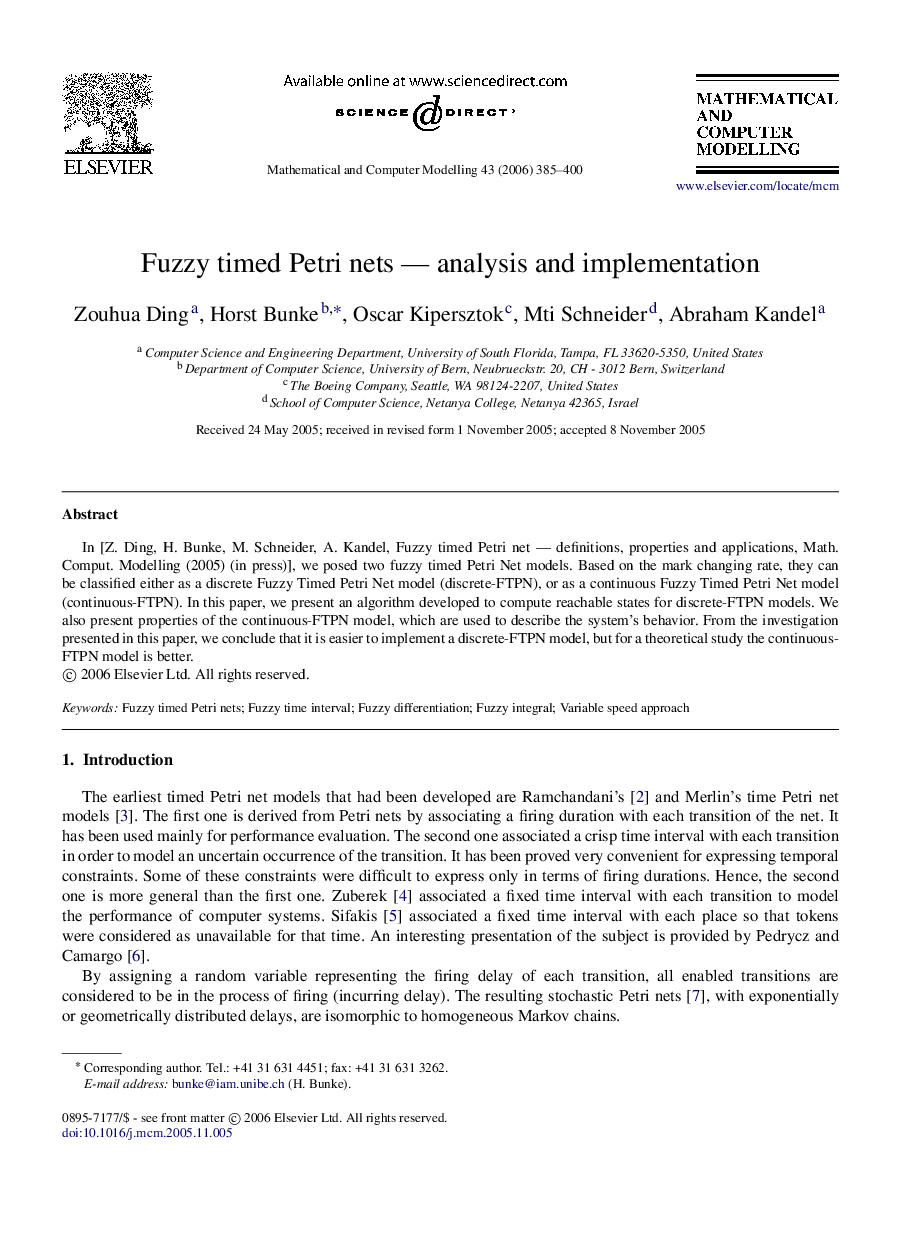 Fuzzy timed Petri nets — analysis and implementation