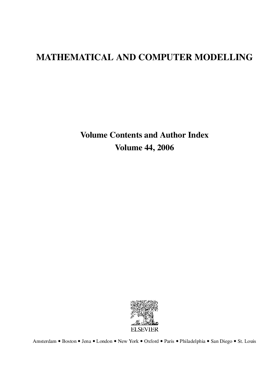 عکس صفحه اول مقاله: Volume Contents and Author Index Volume Contents and Author Index