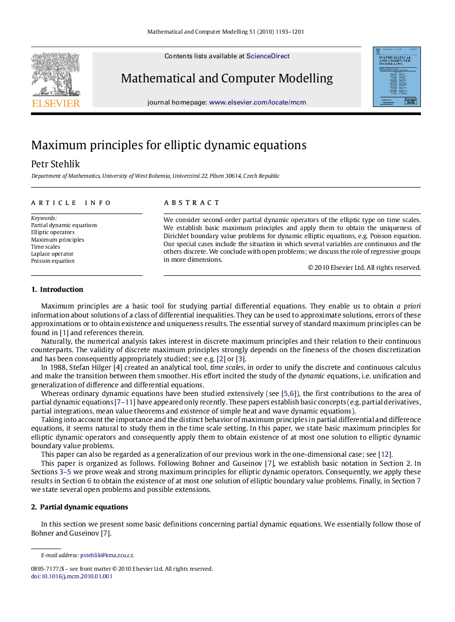 Maximum principles for elliptic dynamic equations