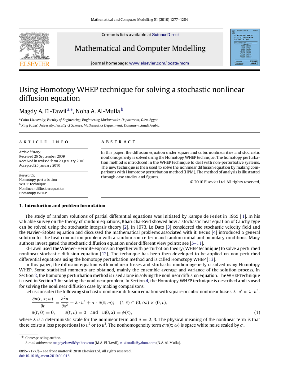 Using Homotopy WHEP technique for solving a stochastic nonlinear diffusion equation