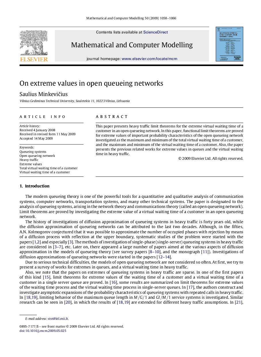 On extreme values in open queueing networks