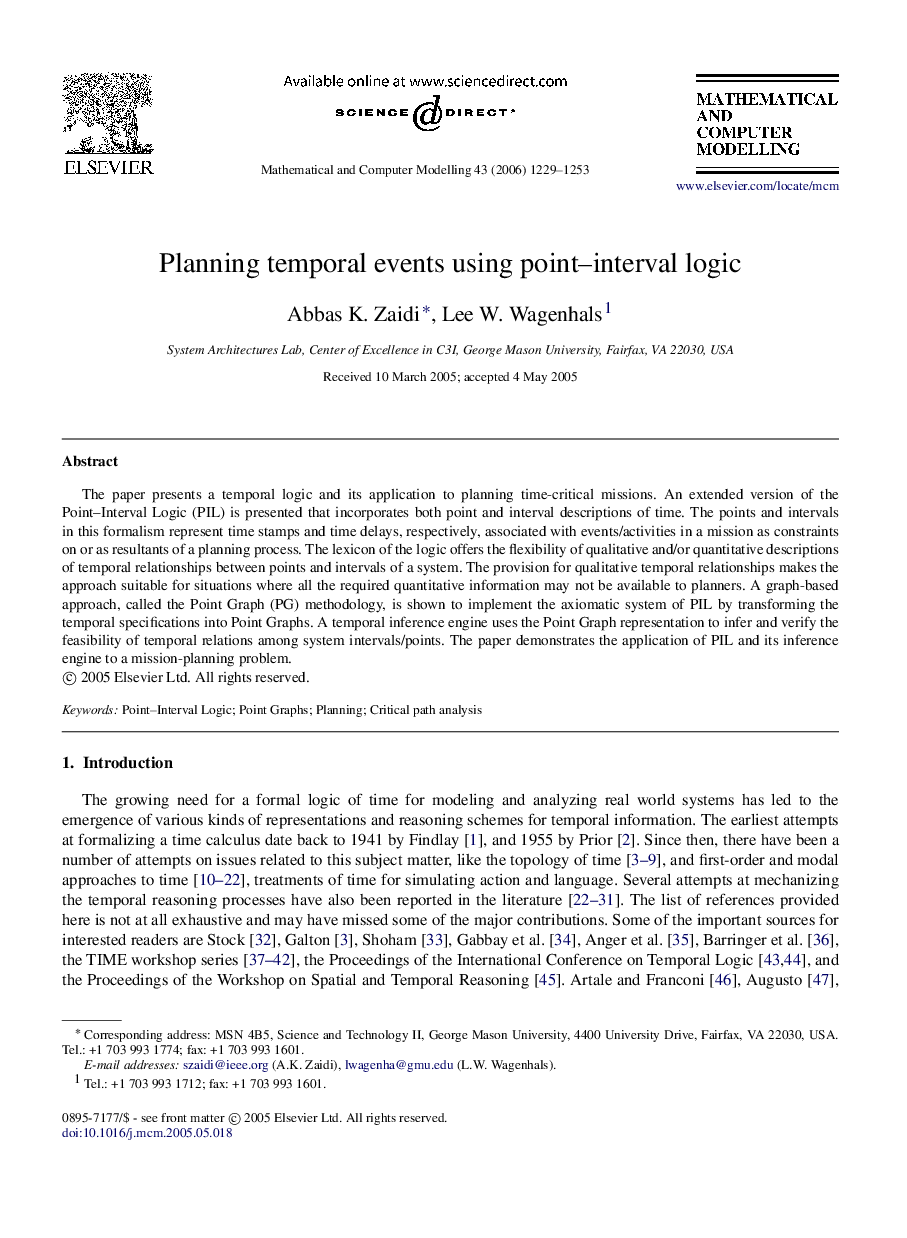 Planning temporal events using point–interval logic