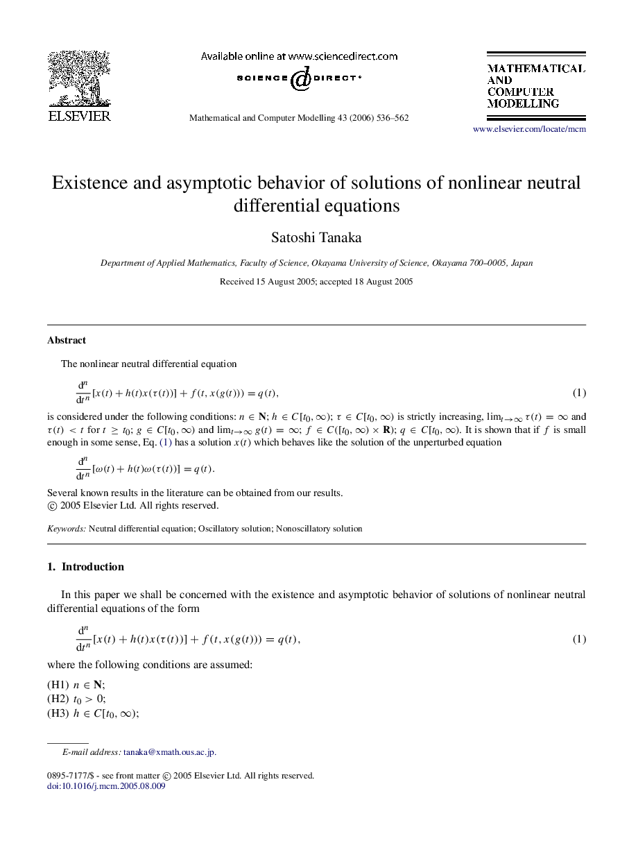 Existence and asymptotic behavior of solutions of nonlinear neutral differential equations