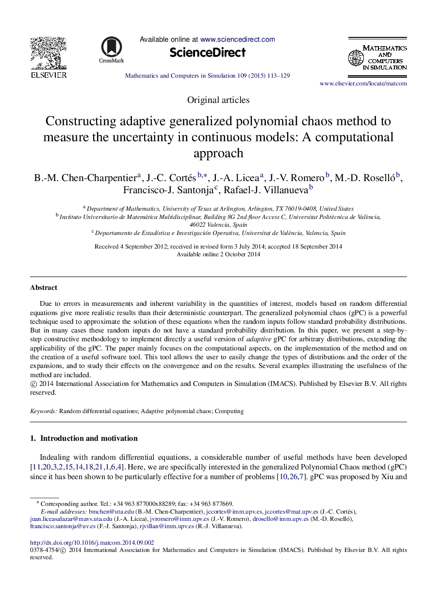Constructing adaptive generalized polynomial chaos method to measure the uncertainty in continuous models: A computational approach