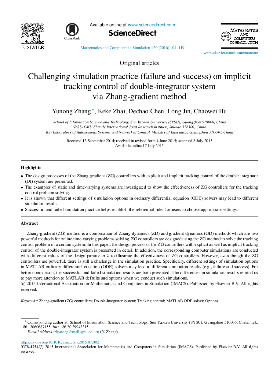 Challenging simulation practice (failure and success) on implicit tracking control of double-integrator system via Zhang-gradient method