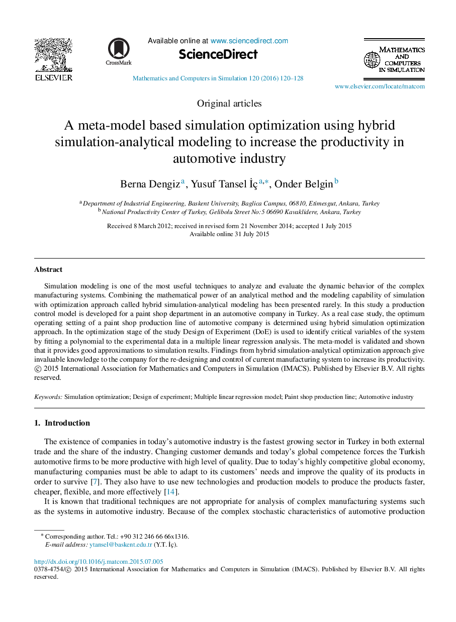 بهینه سازی شبیه سازی مبتنی بر مدل با استفاده از مدل سازی هیبرید شبیه سازی-تحلیلی برای افزایش بهره وری در صنعت خودرو