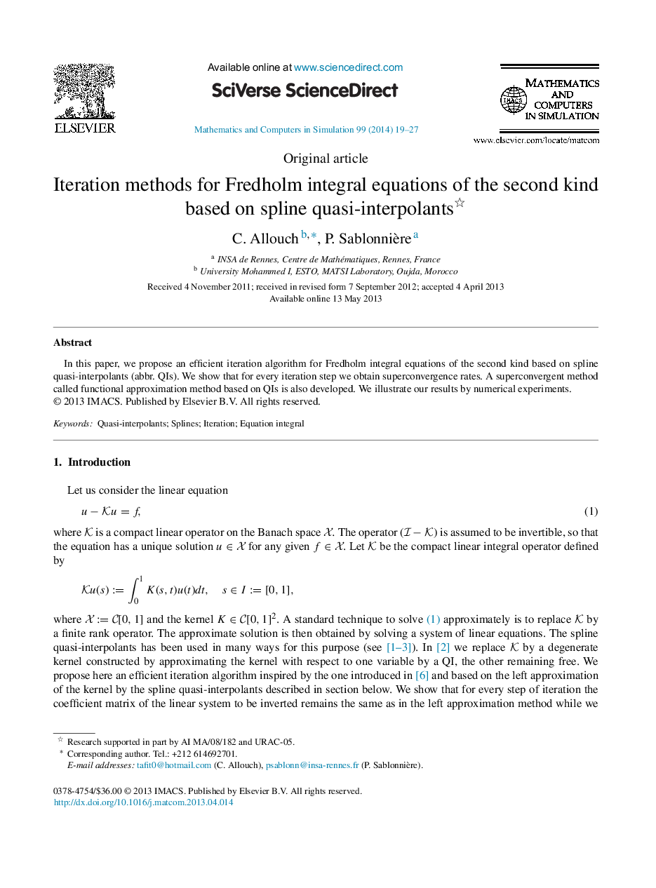 Iteration methods for Fredholm integral equations of the second kind based on spline quasi-interpolants 