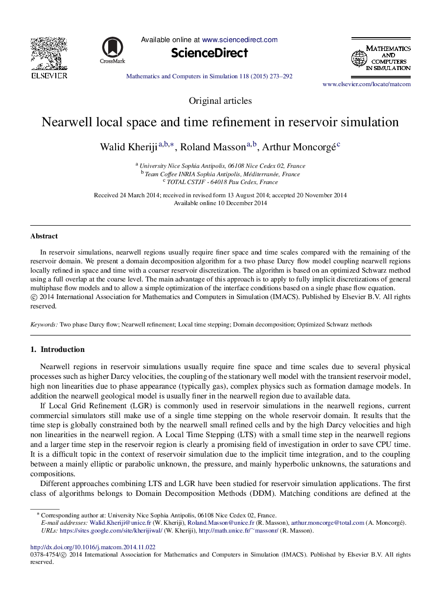 Nearwell local space and time refinement in reservoir simulation