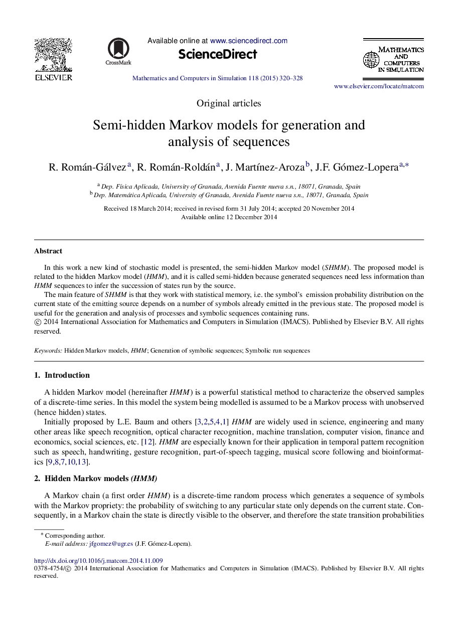 Semi-hidden Markov models for generation and analysis of sequences