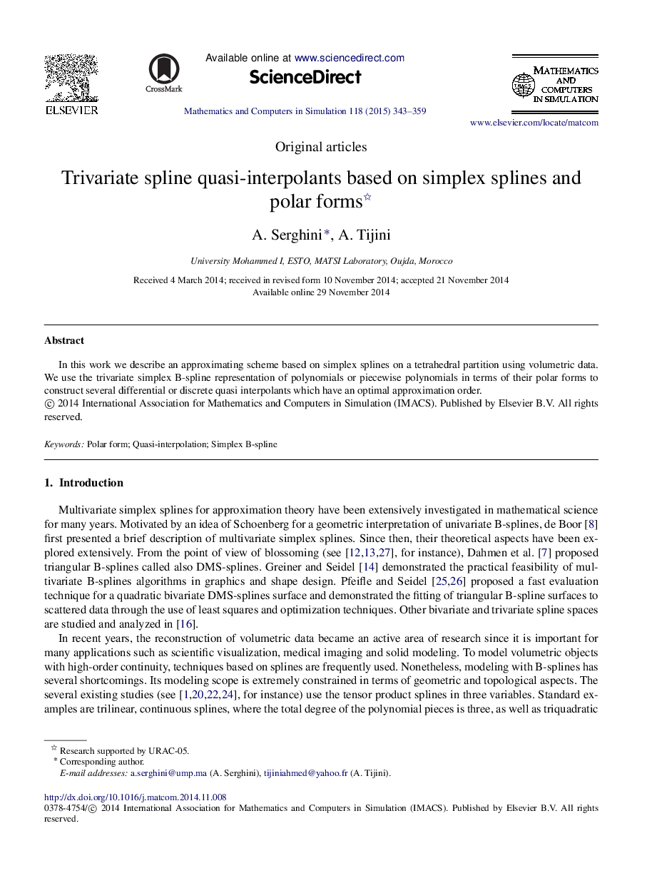 Trivariate spline quasi-interpolants based on simplex splines and polar forms 