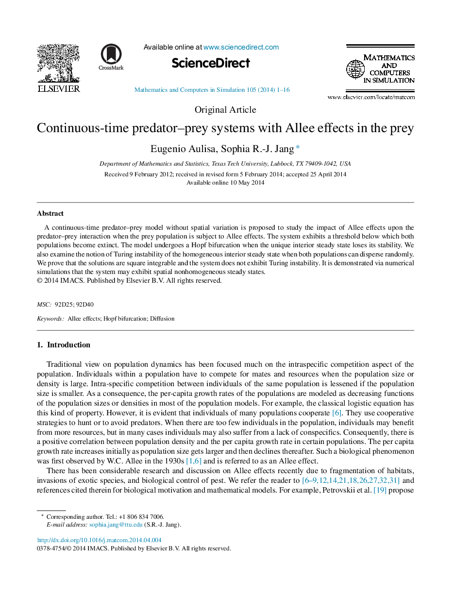 Continuous-time predator-prey systems with Allee effects in the prey