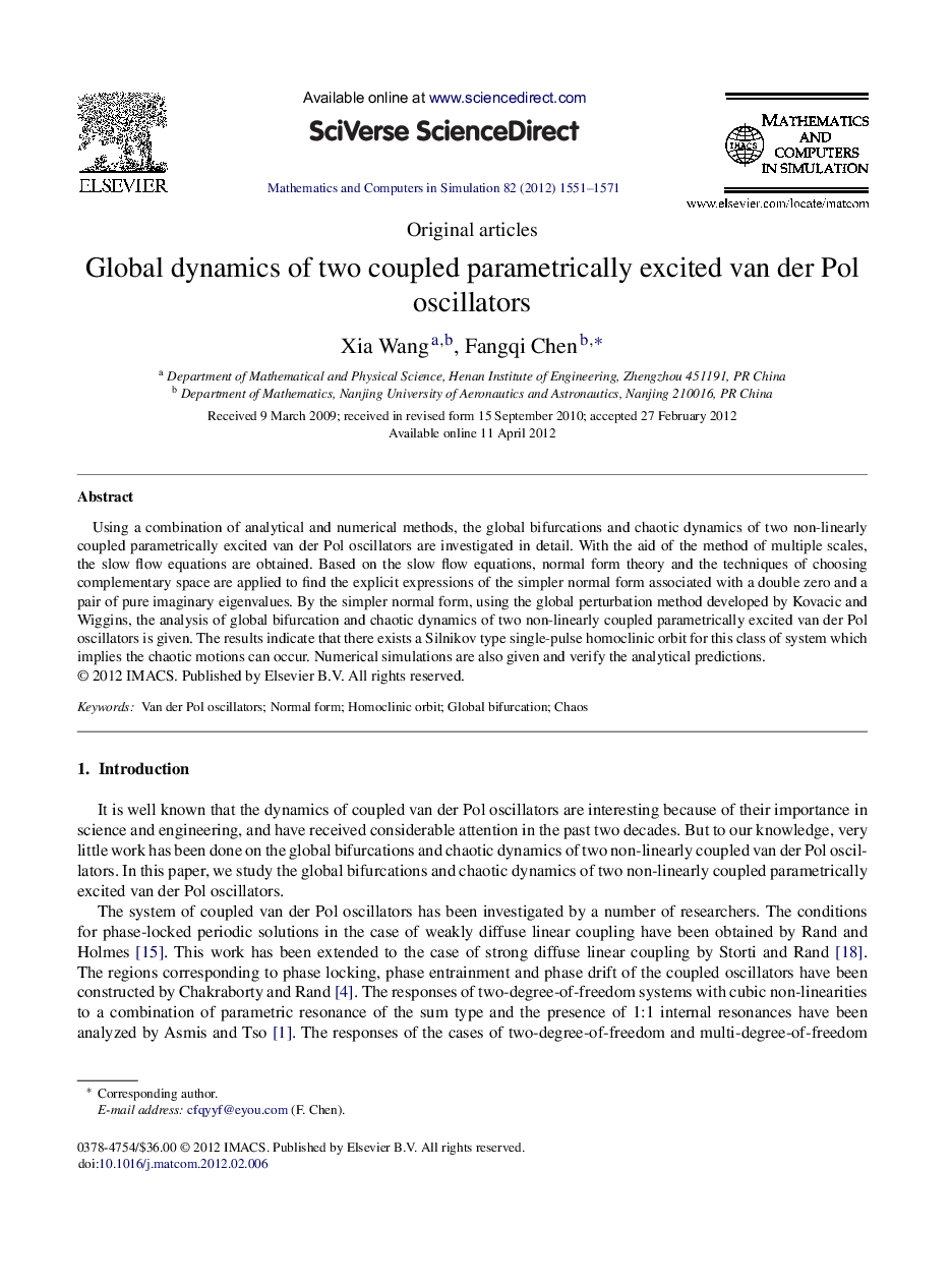 Global dynamics of two coupled parametrically excited van der Pol oscillators