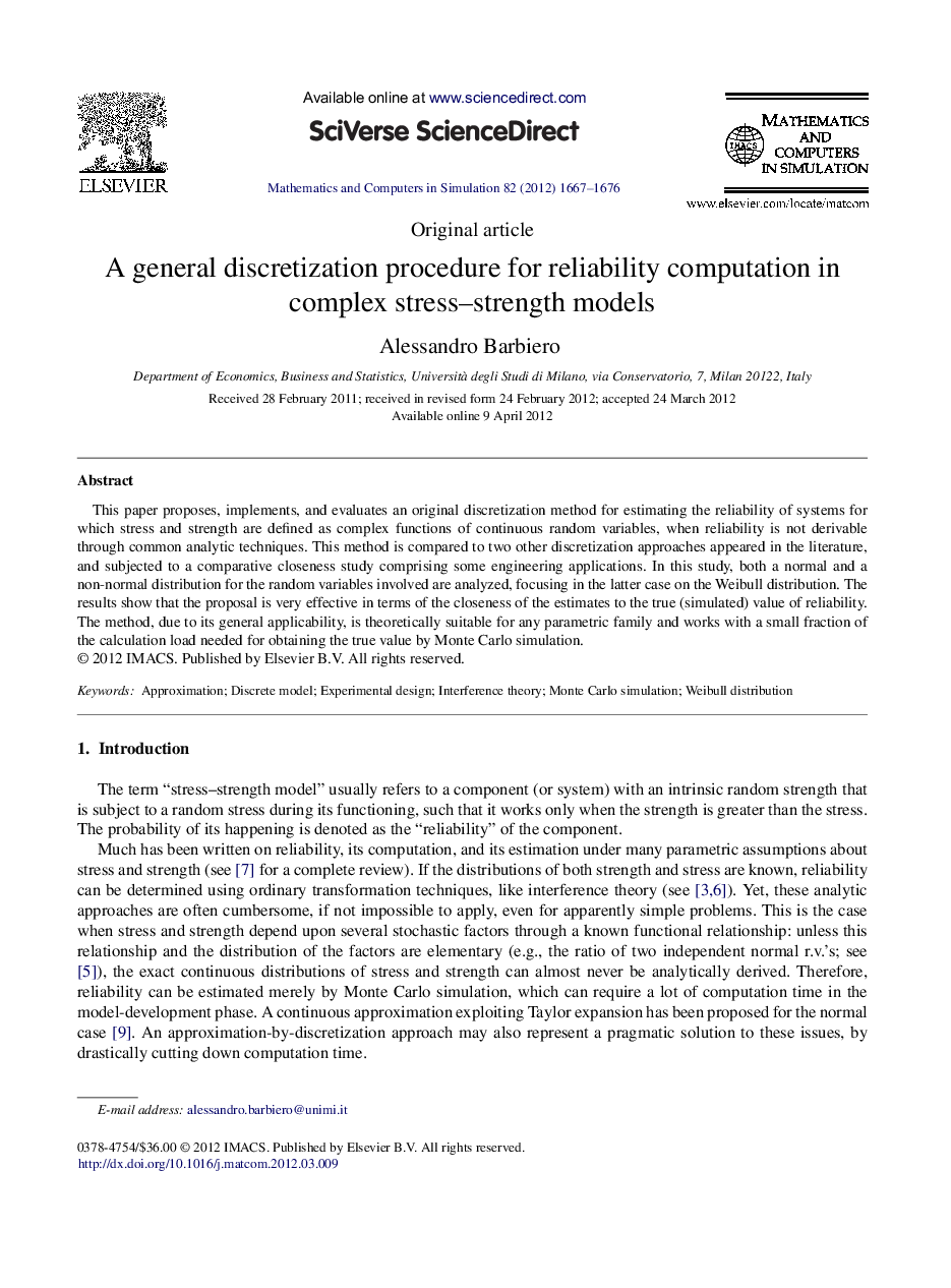 A general discretization procedure for reliability computation in complex stress–strength models