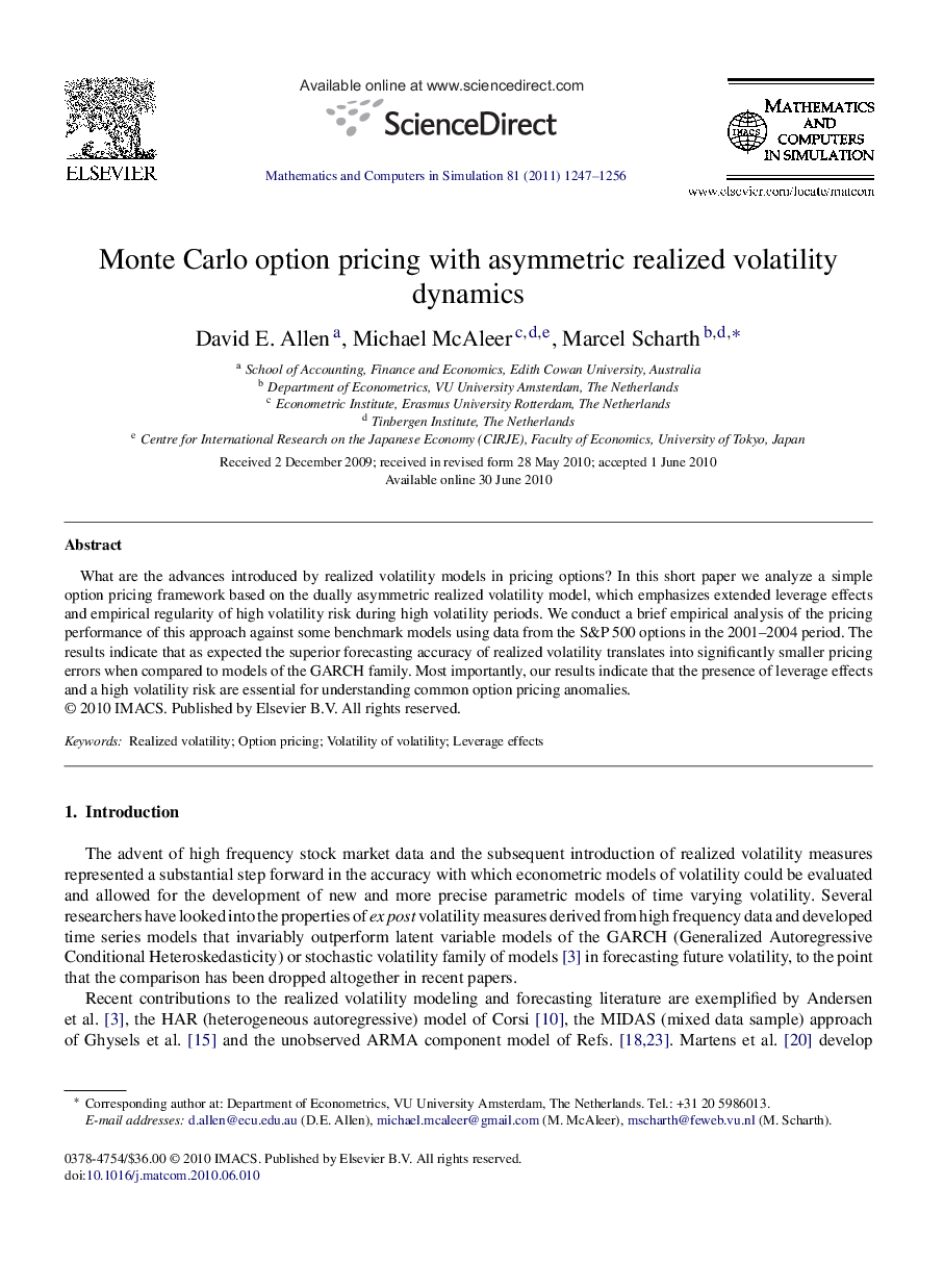 Monte Carlo option pricing with asymmetric realized volatility dynamics