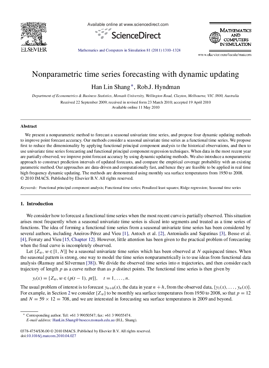 Nonparametric time series forecasting with dynamic updating