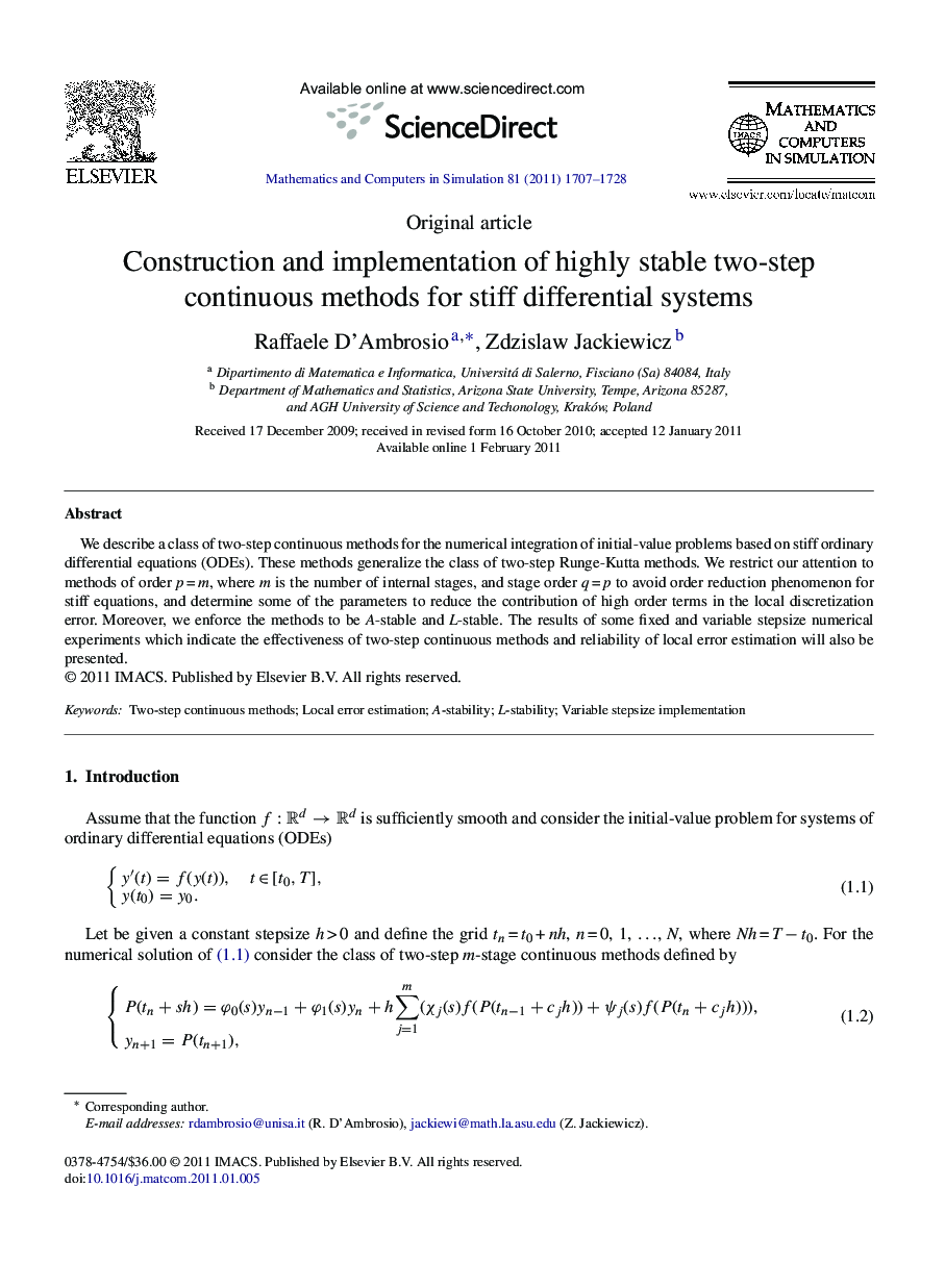 Construction and implementation of highly stable two-step continuous methods for stiff differential systems