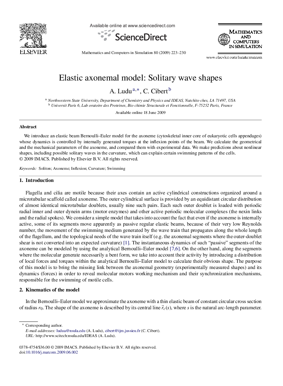 Elastic axonemal model: Solitary wave shapes