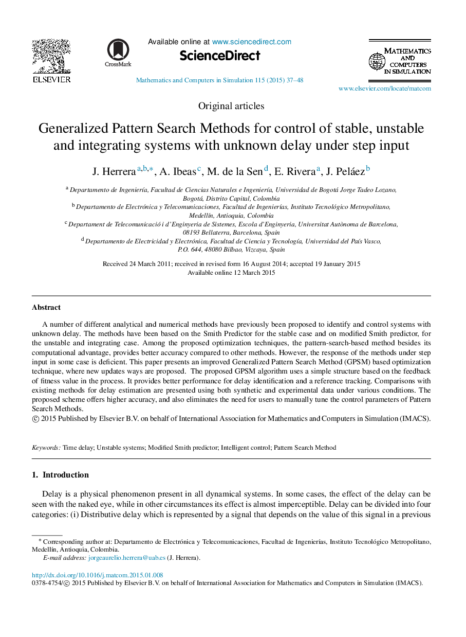 Generalized Pattern Search Methods for control of stable, unstable and integrating systems with unknown delay under step input