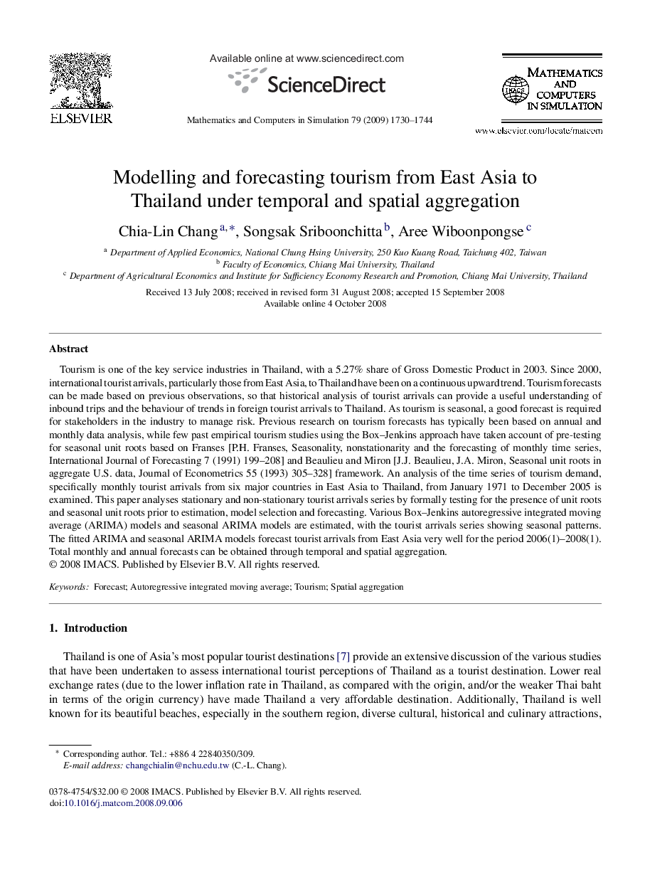 Modelling and forecasting tourism from East Asia to Thailand under temporal and spatial aggregation