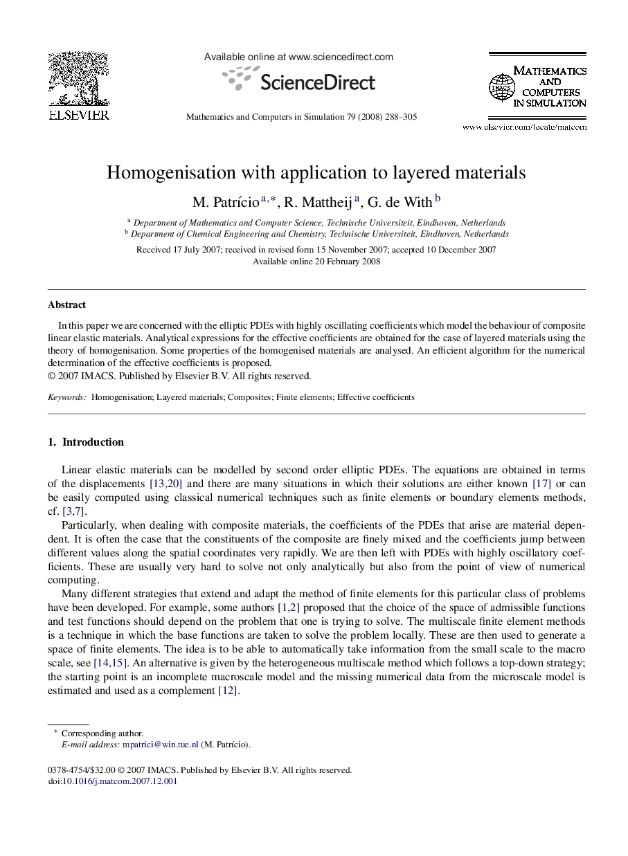 Homogenisation with application to layered materials