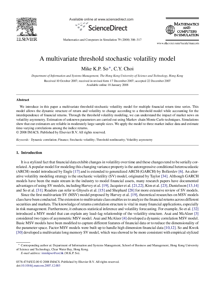 A multivariate threshold stochastic volatility model