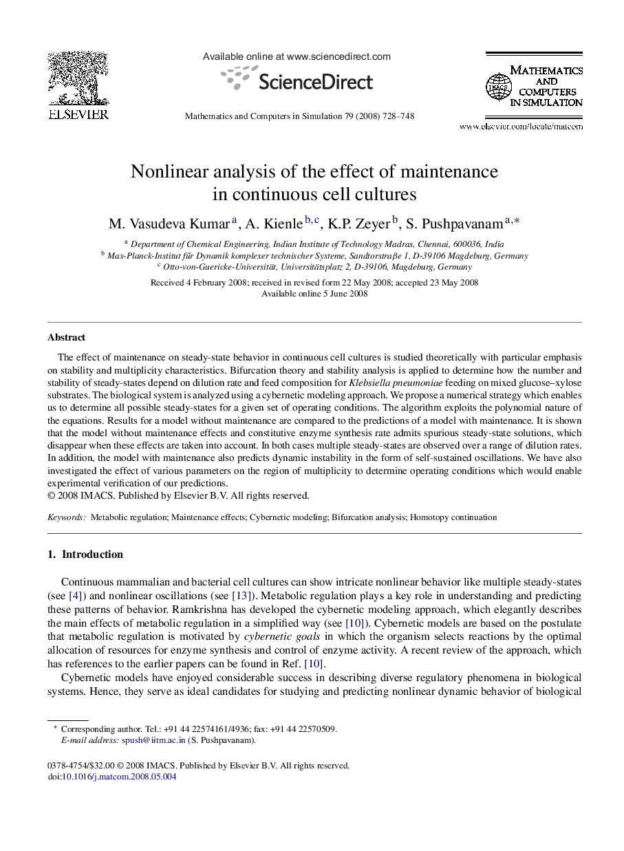 Nonlinear analysis of the effect of maintenance in continuous cell cultures