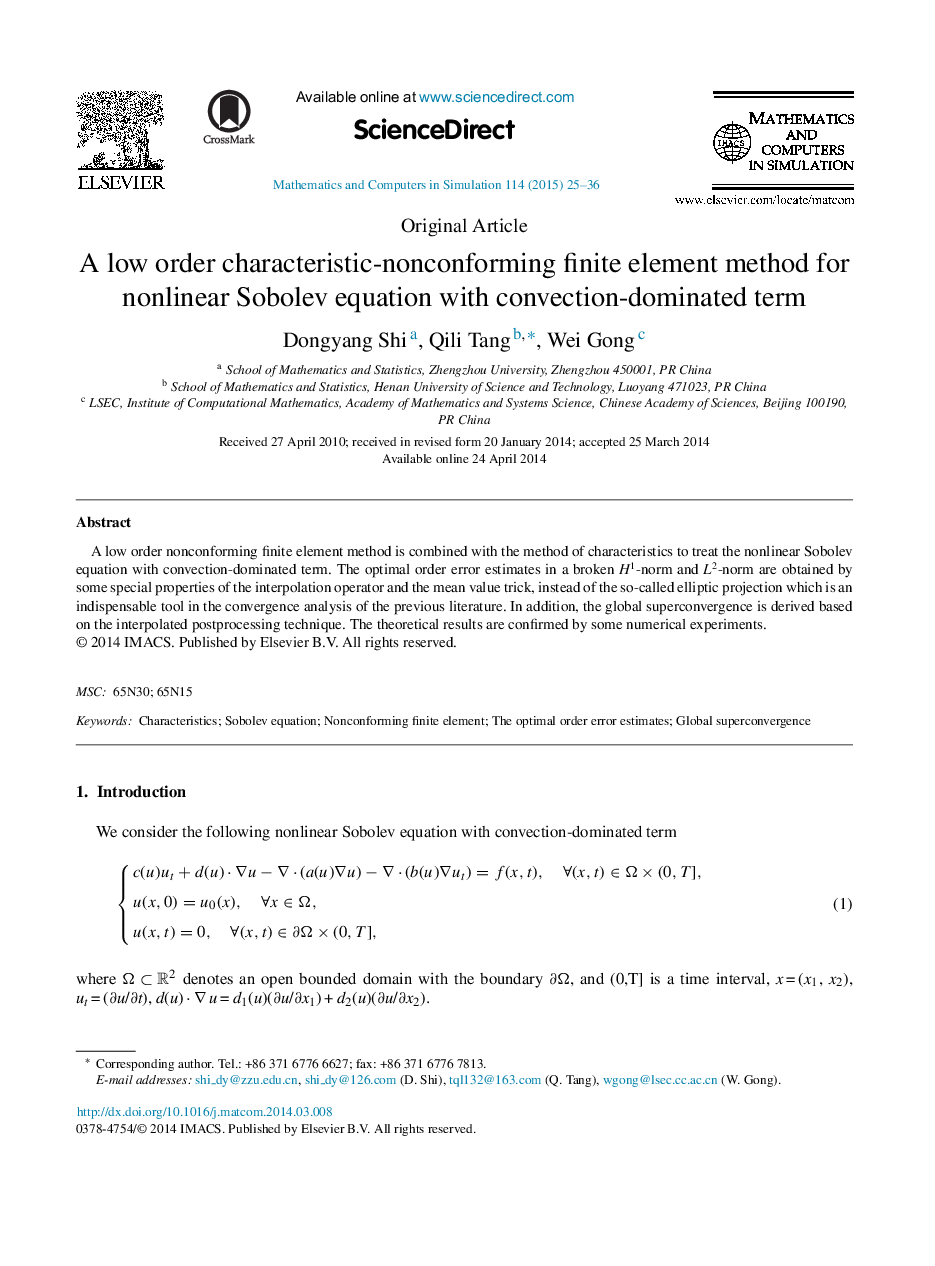 A low order characteristic-nonconforming finite element method for nonlinear Sobolev equation with convection-dominated term