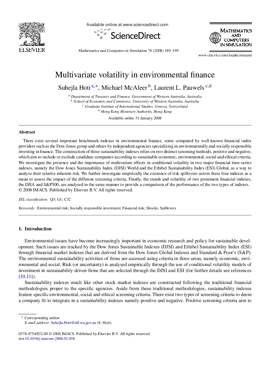 Multivariate volatility in environmental finance