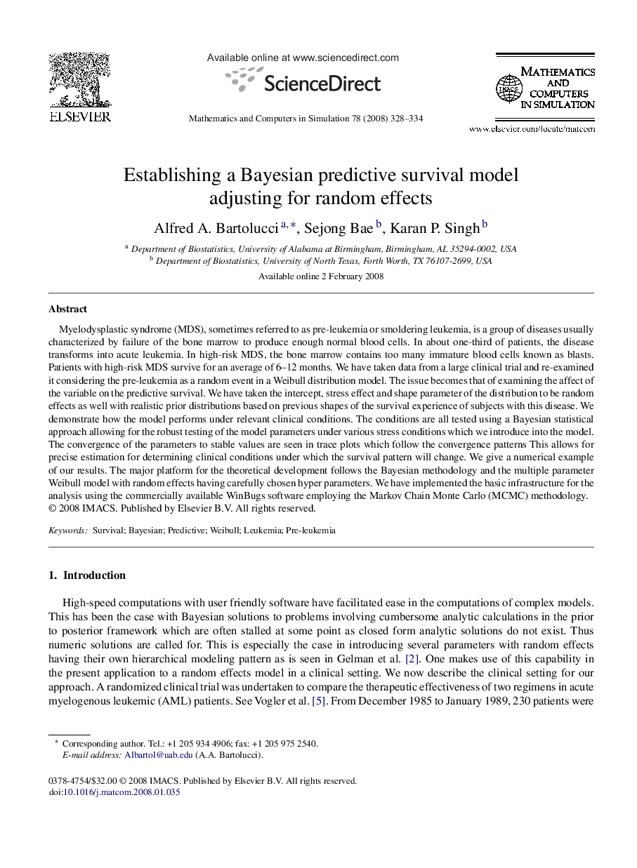 Establishing a Bayesian predictive survival model adjusting for random effects