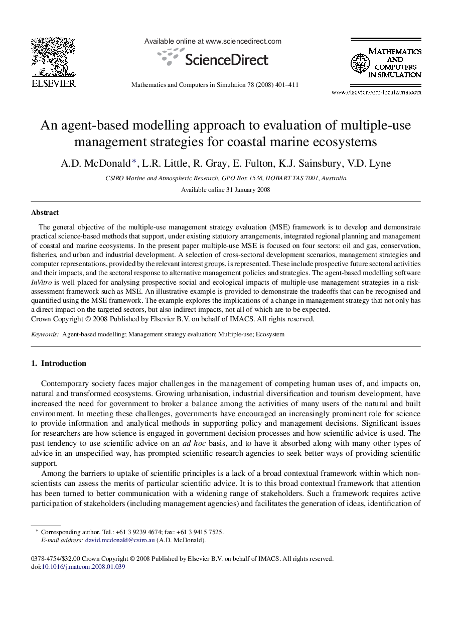 An agent-based modelling approach to evaluation of multiple-use management strategies for coastal marine ecosystems