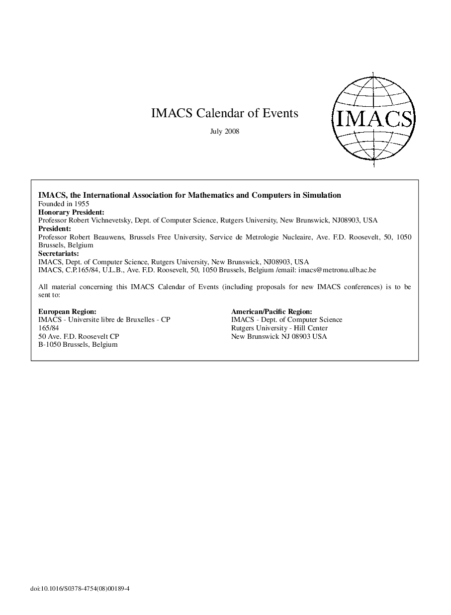 IMACS Calendar of Events