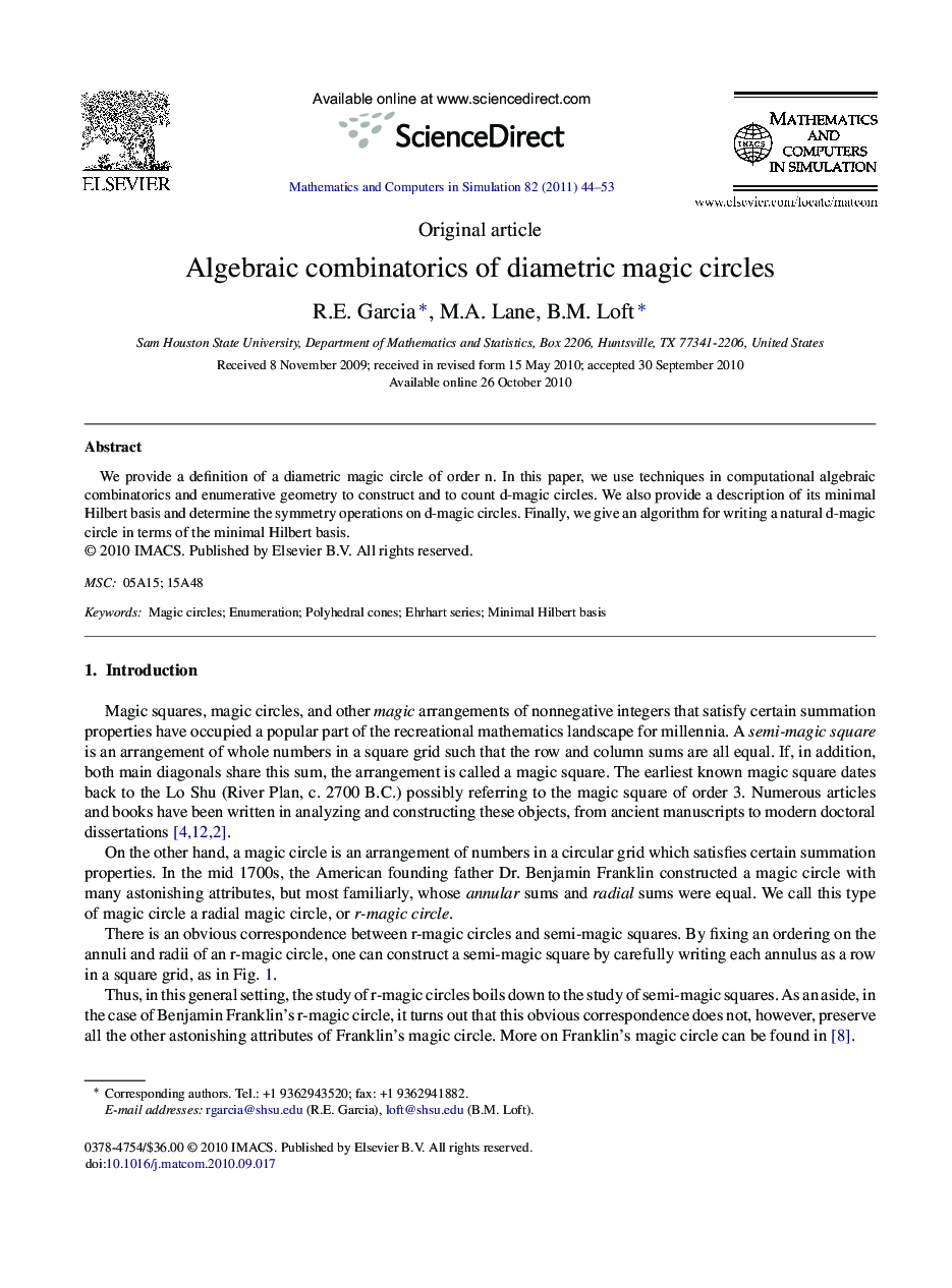 Algebraic combinatorics of diametric magic circles