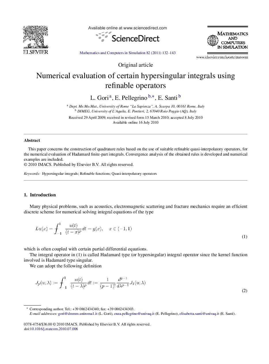 Numerical evaluation of certain hypersingular integrals using refinable operators