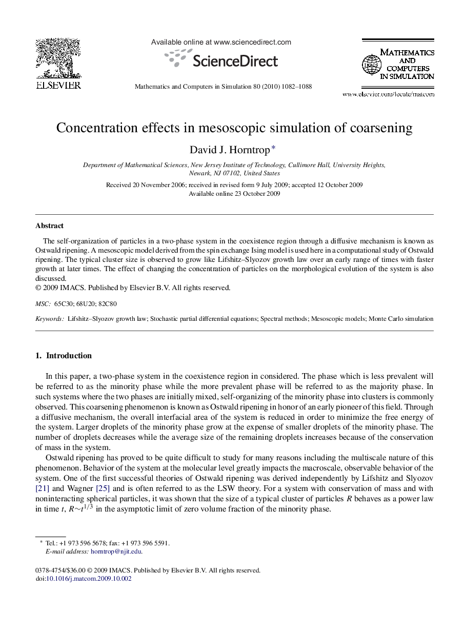 Concentration effects in mesoscopic simulation of coarsening