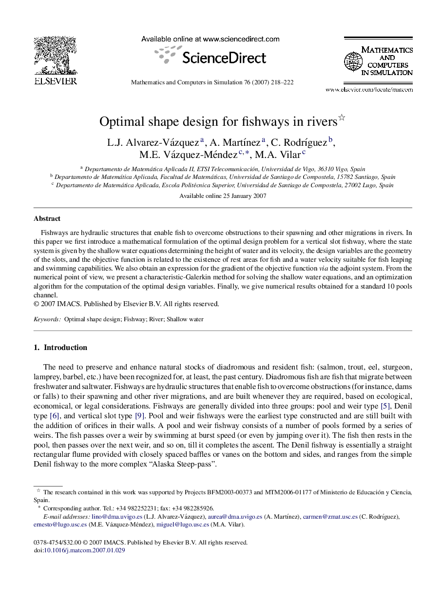 Optimal shape design for fishways in rivers