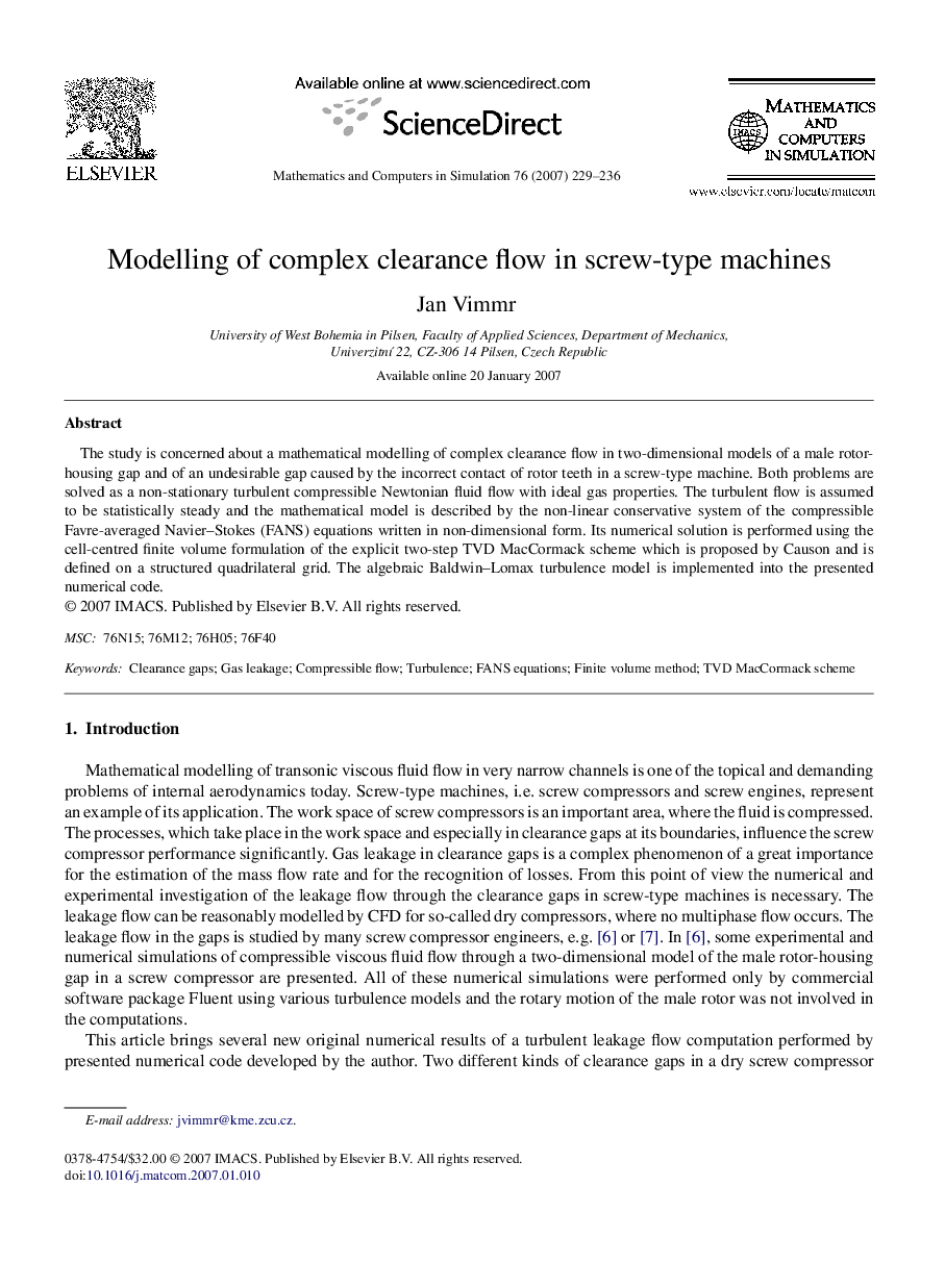 Modelling of complex clearance flow in screw-type machines