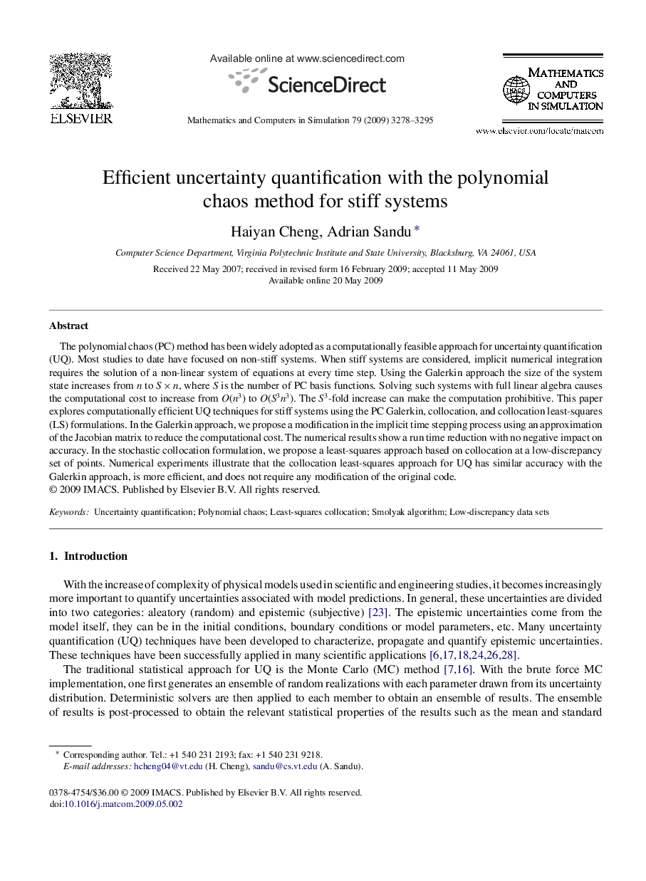 Efficient uncertainty quantification with the polynomial chaos method for stiff systems