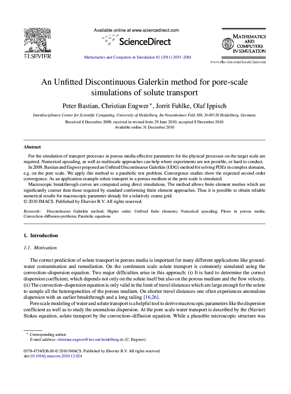 An Unfitted Discontinuous Galerkin method for pore-scale simulations of solute transport