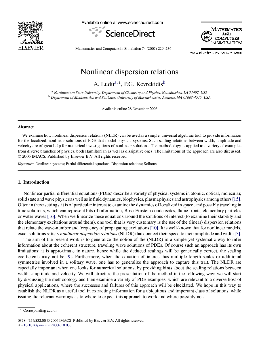 Nonlinear dispersion relations