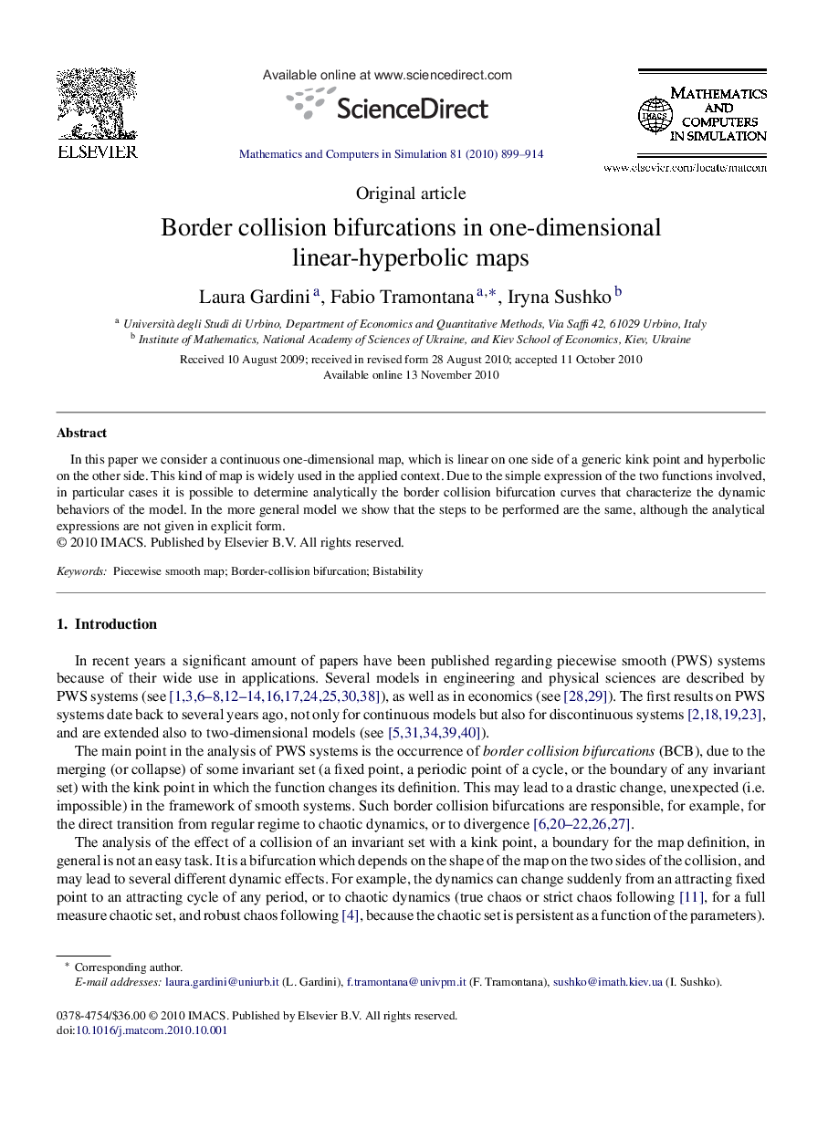 Border collision bifurcations in one-dimensional linear-hyperbolic maps