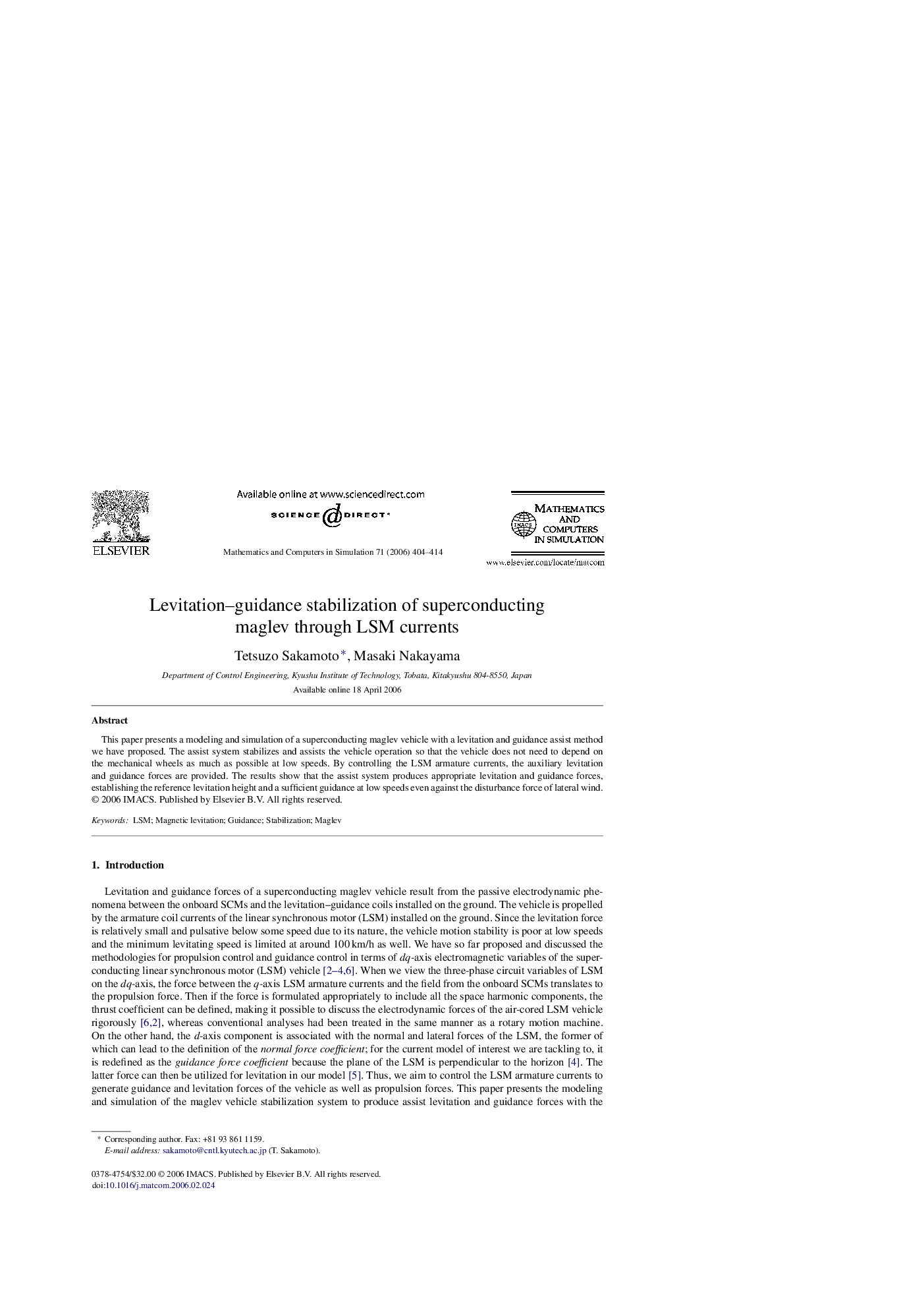 Levitation–guidance stabilization of superconducting maglev through LSM currents