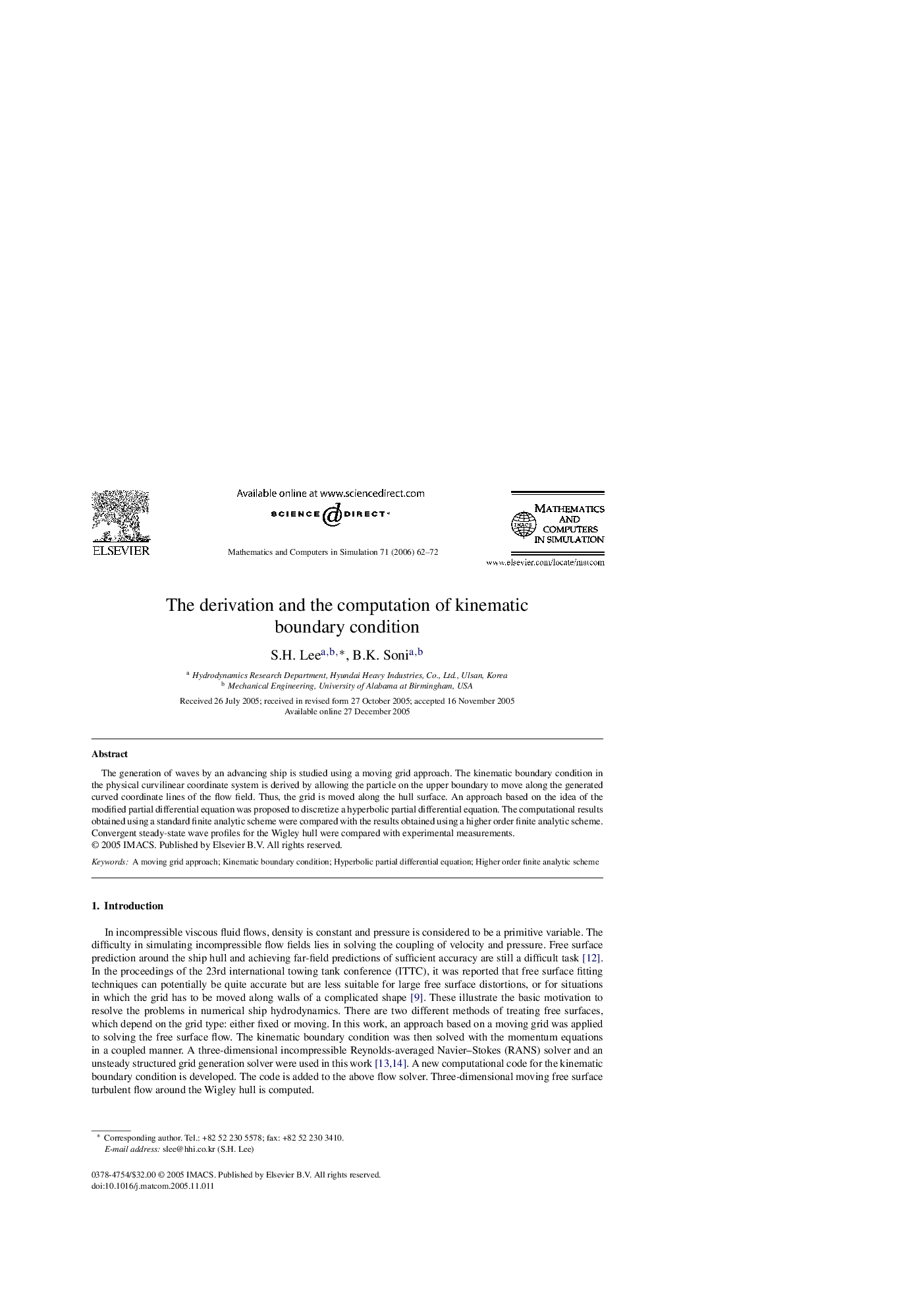 The derivation and the computation of kinematic boundary condition