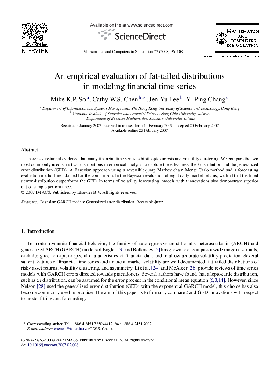 An empirical evaluation of fat-tailed distributions in modeling financial time series