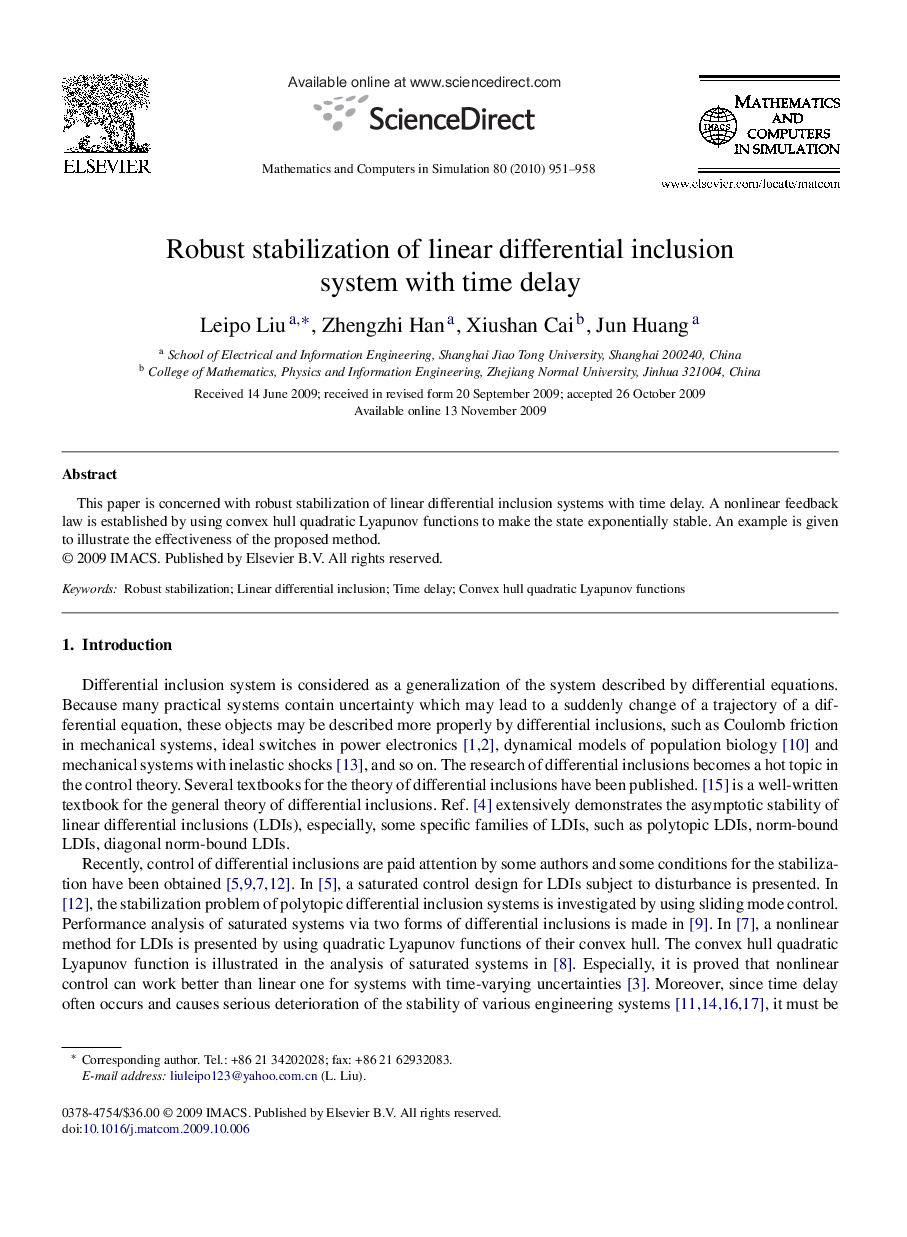 Robust stabilization of linear differential inclusion system with time delay