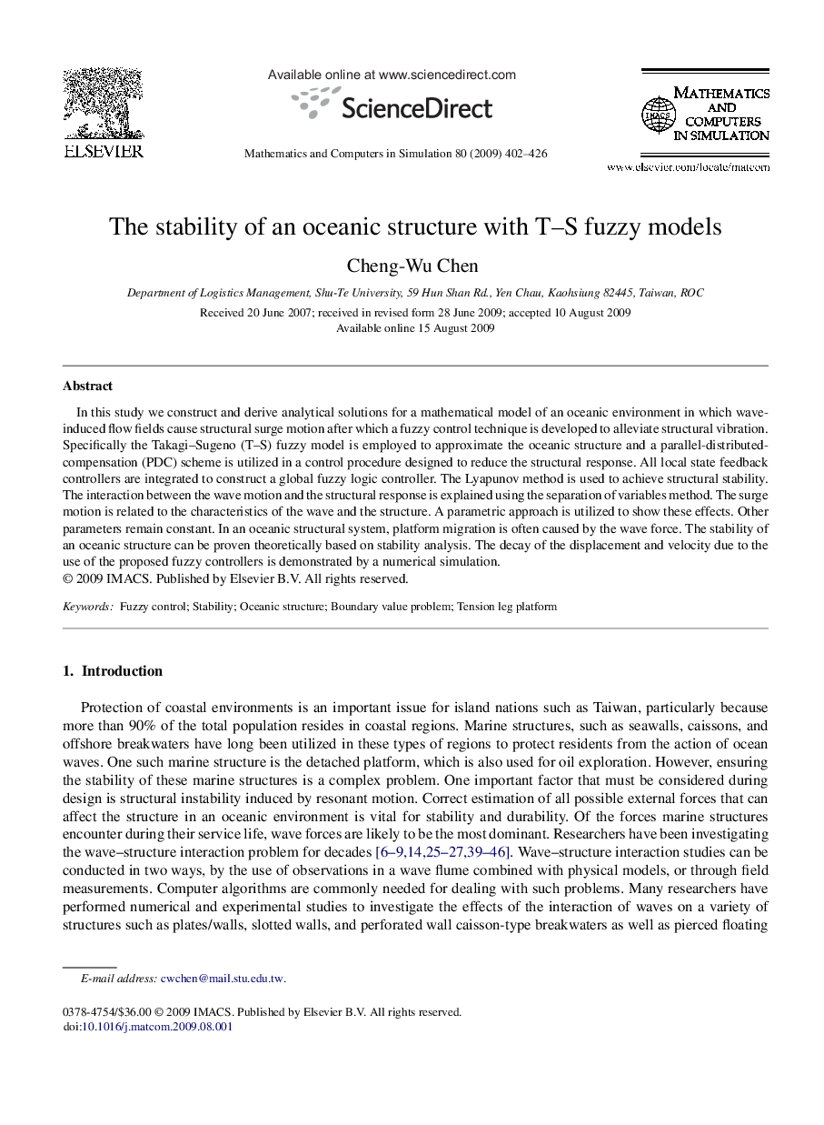 The stability of an oceanic structure with T–S fuzzy models